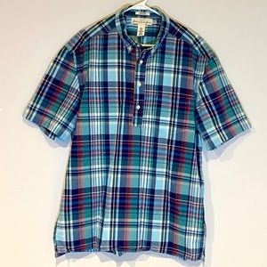 H&M L.O.G.G Half Button Plaid Short Sleeve Shirt